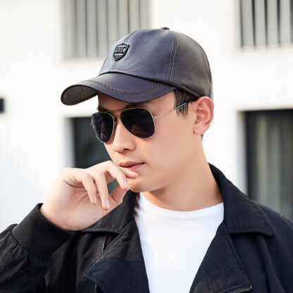Leather Hat Winter Baseball Cap For Men #14076 - Image 2