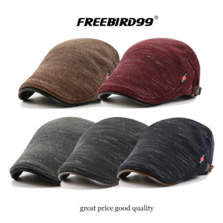Newsboy Hat With Fleece Plain Flat Cap #15060