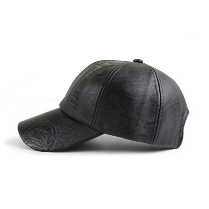Leather Baseball Cap Winter Warm Hat #9553 - Image 2