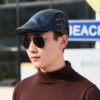 Leather Flat Cap Winter Warm Duckbill Hat #12968 - Image 2