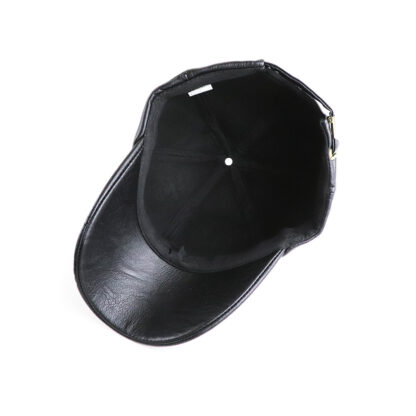 Leather Baseball Cap Winter Warm Hat #9553 - Image 3