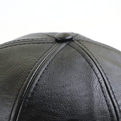 Leather Baseball Cap Winter Warm Hat #12966 - Image 5