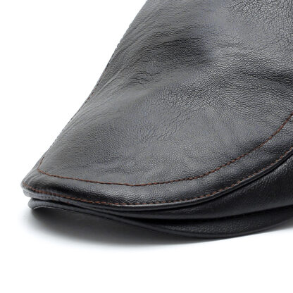 Leather Flat Cap Winter Warm Duckbill Hat #12968 - Image 4