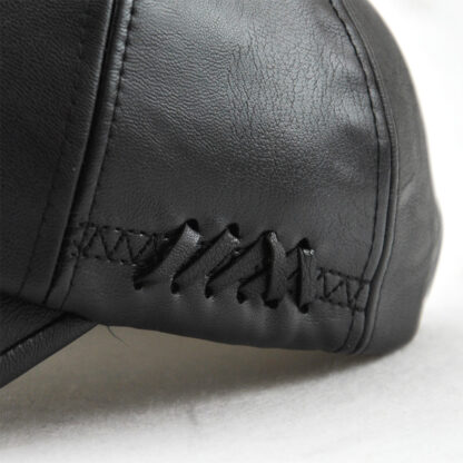 Leather Baseball Cap Warm Winter Hat #12965 - Image 4