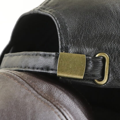 Leather Baseball Cap Winter Warm Hat #9553 - Image 6