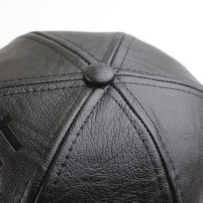 Leather Baseball Cap Winter Warm Hat #9553 - Image 5