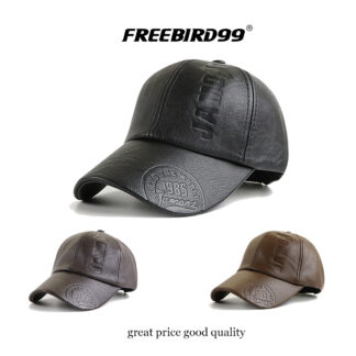 Leather Baseball Cap Winter Warm Hat #9553