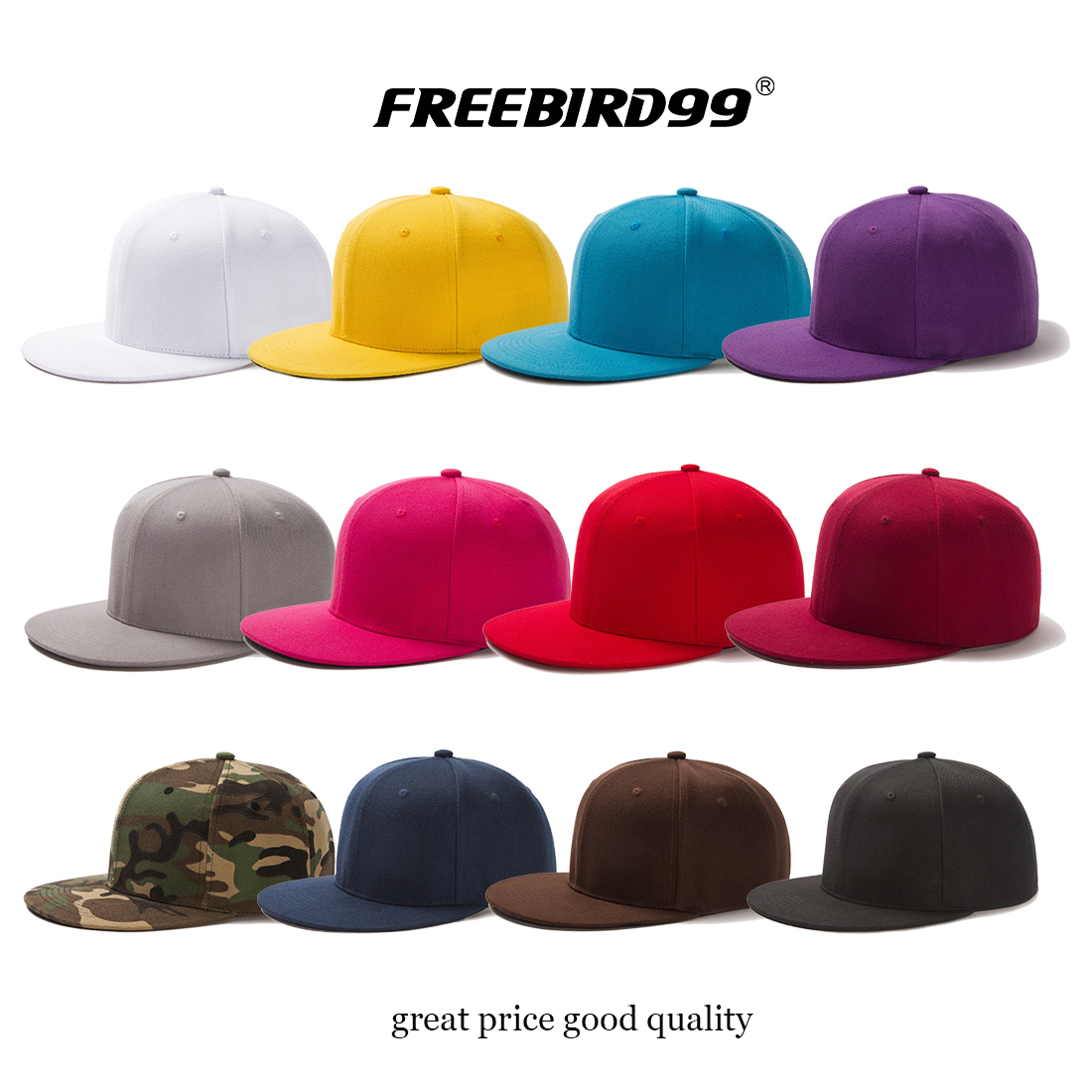 Snapback Hat Flat Bill Brim Hip Hop Cap 1201 FREEBIRD99 online hats shop