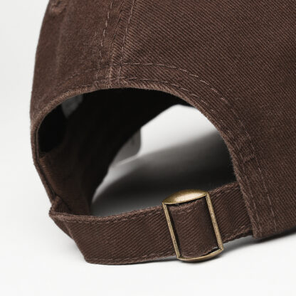 FREEBIRD99 washed dad hat unstructured solid color baseball cap dark brown detail image 01