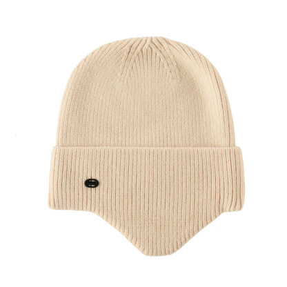 FREEBIRD99 earflap beanie hat beige detail image 01