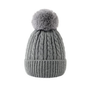 FREEBIRD99 pom pom beanie hat grey