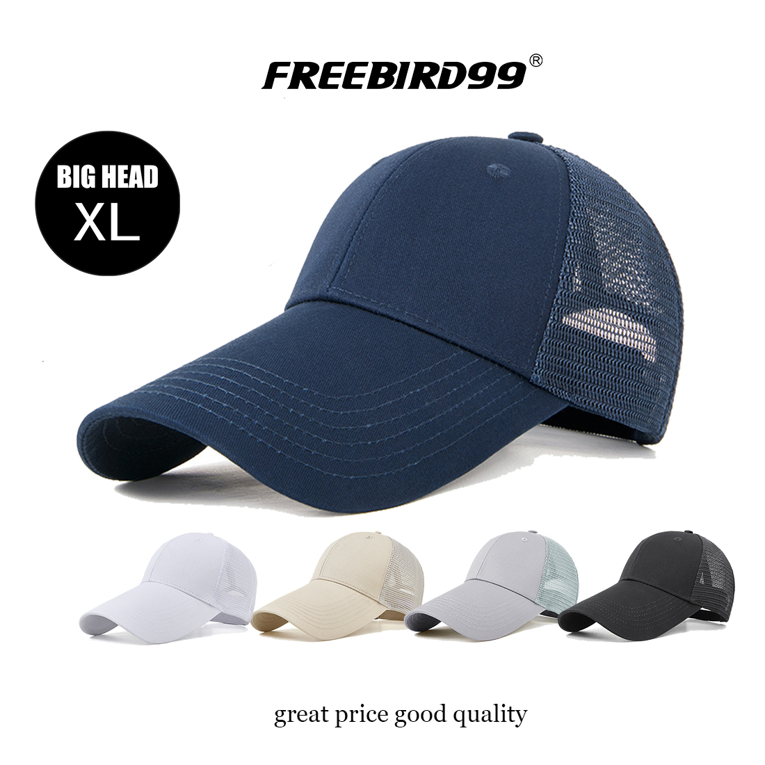 Big Head Long Brim Half Mesh Hat #2224 - FREEBIRD99 online hats shop