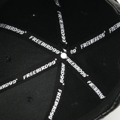 FREEBIRD99 leather baseball cap black detail image 03