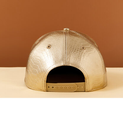 FREEBIRD99 flat billed leather snapback hat 2203 golden color back