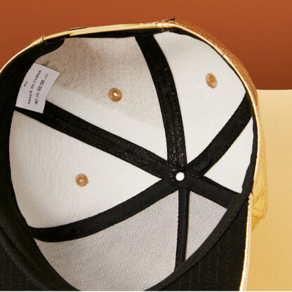 FREEBIRD99 flat billed leather snapback hat 2203 golden color inside